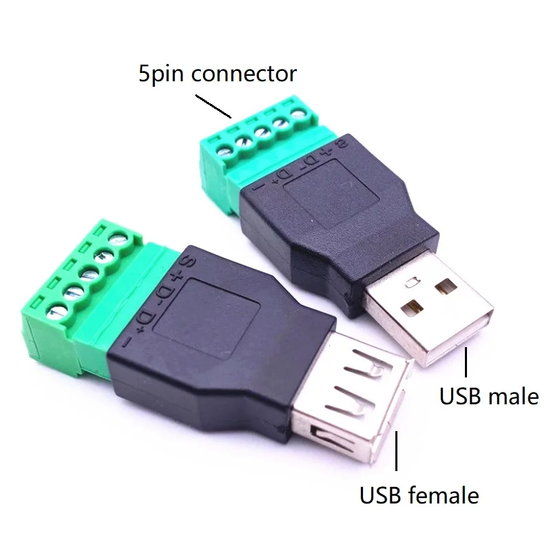 

5 шт./лот USB папа к винту 5pin разъем или USB гнездо к винту 5pin клеммные разъемы