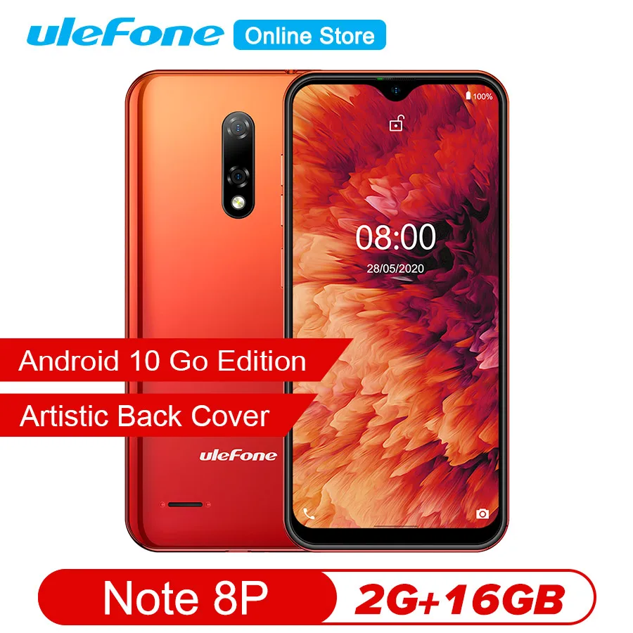 Ulefone Note 8P смартфон с 5 дюймовым дисплеем четырёхъядерным процессором MT6737VW ОЗУ 2 Гб