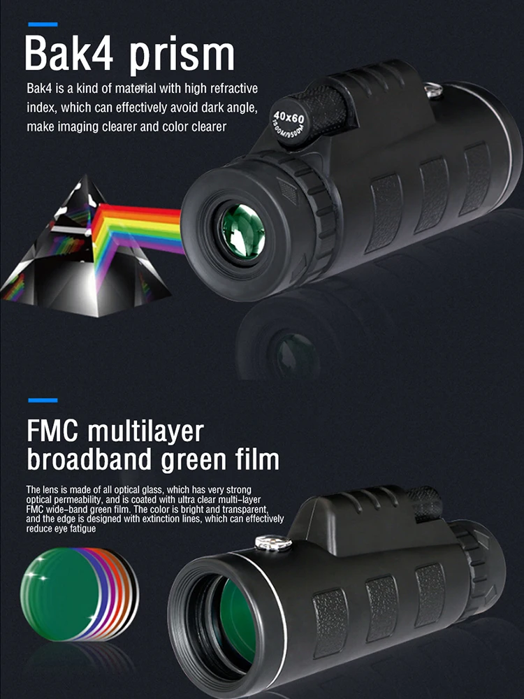 Телескоп Монокуляр около 40X60 монокулярный Бинокль Карманный телескоп для