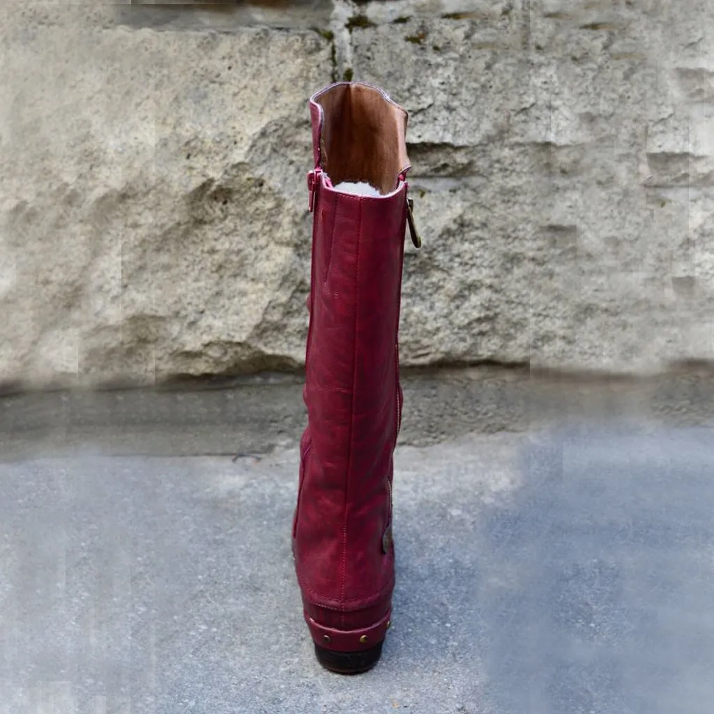 Женские ковбойские сапоги до колена Модные Повседневные высокие средней длины в