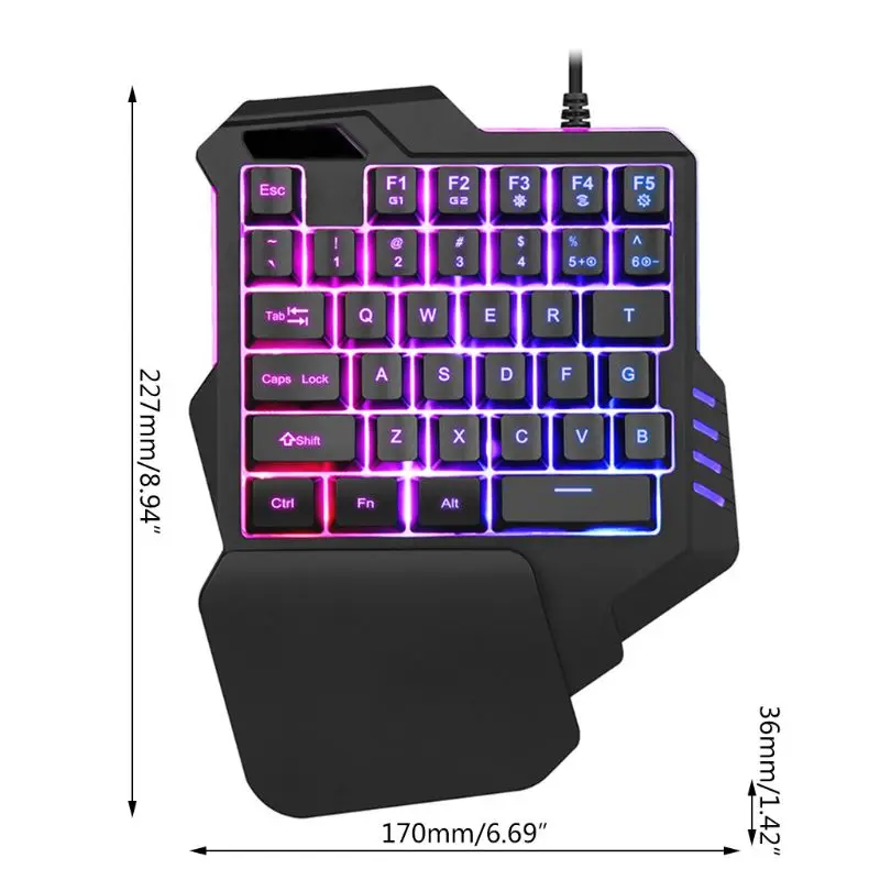 

G30 1.6m Wired Gaming Keypad with LED Backlight 35 Keys One-handed Membrane Keyboard for LOL/PUBG/CF