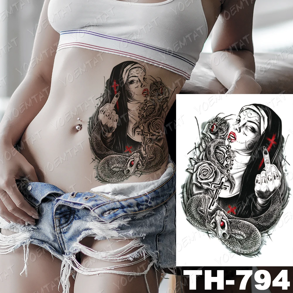 

Waterproof Temporary Tattoo Stickers Butterfly Skull Rose Flower Gun Flash Tattoos Female Arm Body Art Fake Sleeve Tatoo Male