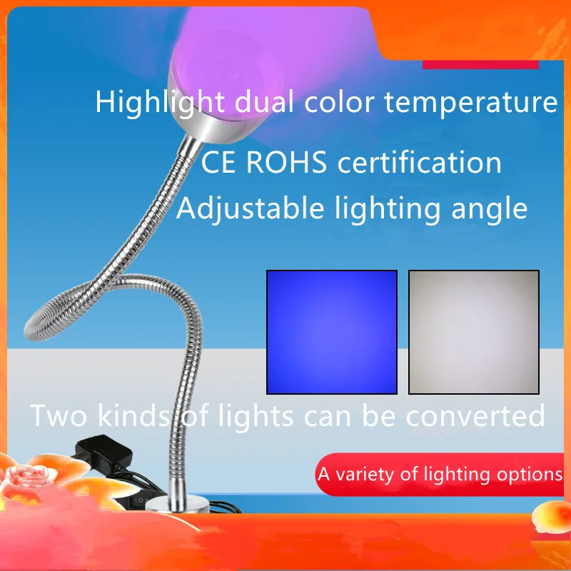 3W 220V 2 Color Dimmer LED Currency Detector Lamp 395 Purple Light 400mm Flexiable Gooseneck USB UV Sterilization InspectionLamp