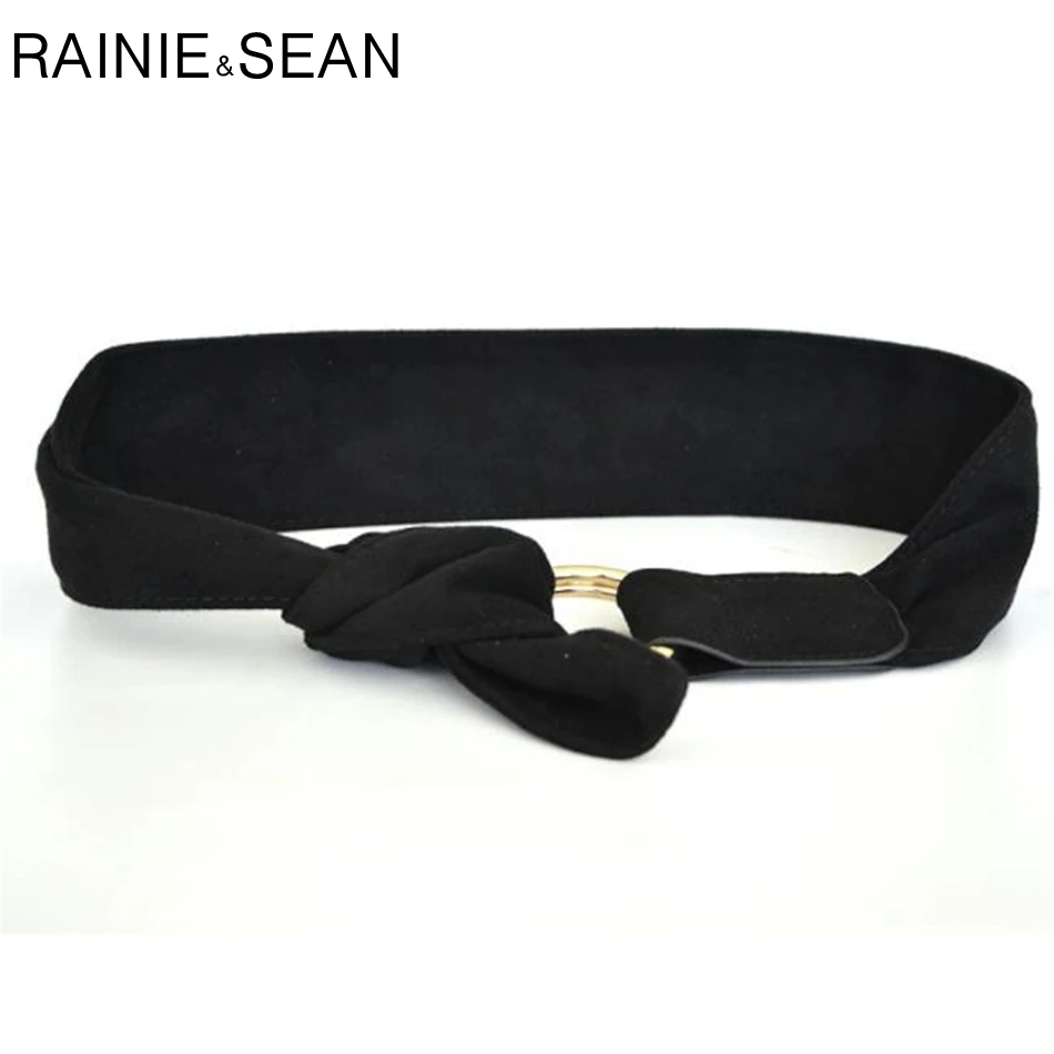 Ремень с пряжкой двойным кольцом RAINIE SEAN Мягкие Замшевые ремни женские широкие