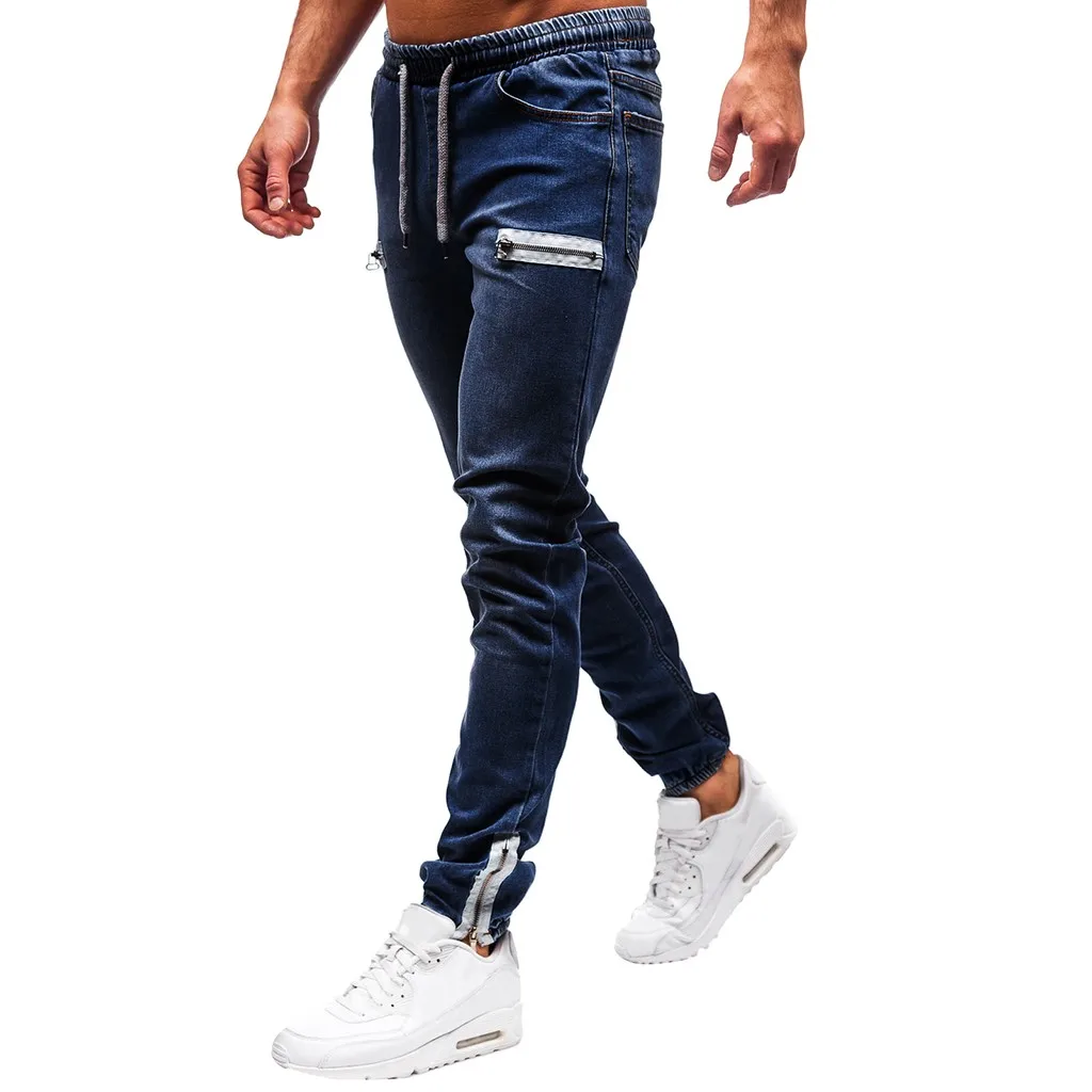 Мужские Винтажные джинсовые брюки из чистого хлопка потертые рабочие в стиле хип