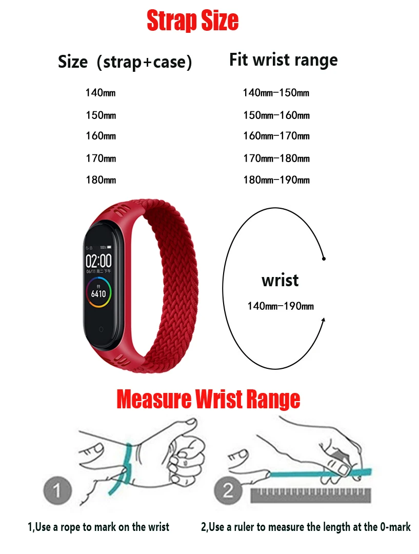 

Xiaomi Bracelet Strap MiBand 6 Wristband For Millet Bracelet Universal Elastic Single Loop Nylon Braided Mi Band 3 4 5 6