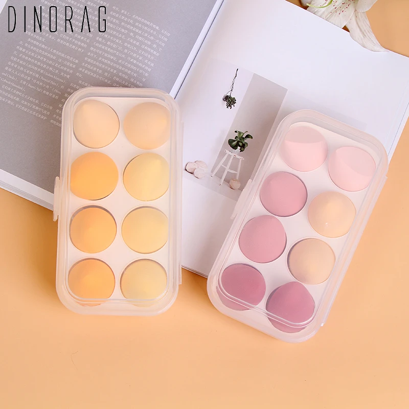 

Dinorag 8 PCS Makeup Foundation Sponges Beauty Egg Wet Dry Dual Use Makeup Concealer Puff Makeup Egg Cosmetic Tool Set with Box