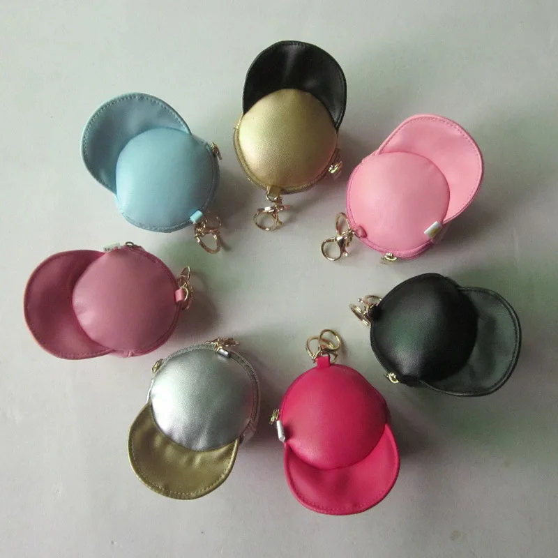 Pu Материал крикет Кепки шляпа Форма ключ с цепью маленькая сумочка ключевая цепь