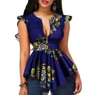 2019 new arrival summer elegent african women printing polyester plus size shirts S-XXL | Тематическая одежда и униформа
