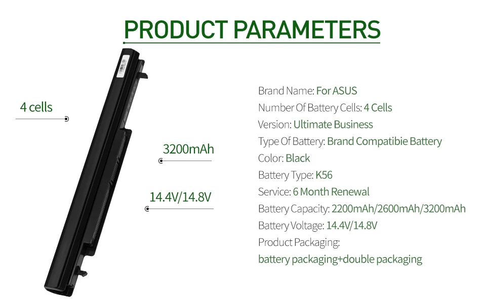 Golooloo Аккумулятор для ноутбука ASUS K56CB K56C K46 K46C K46CA K46CM K56 K56CA K56CM S46C S56C R550C A31-K56 A32-K56 A41-K56 A42-K56