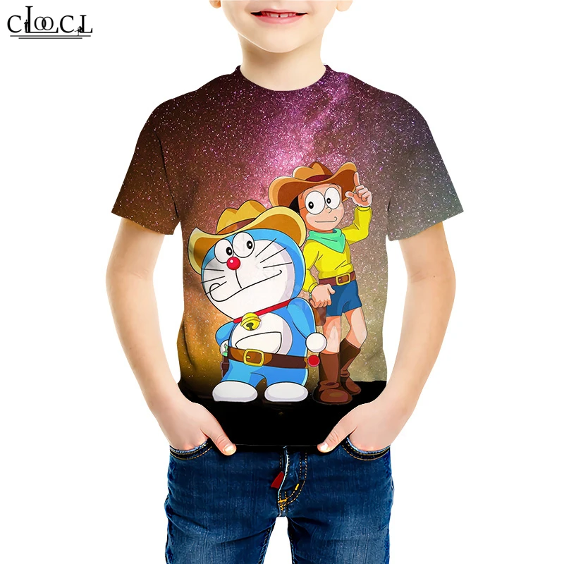 Футболка с 3D принтом Аниме Doraemon футболки для мальчиков и девочек японский