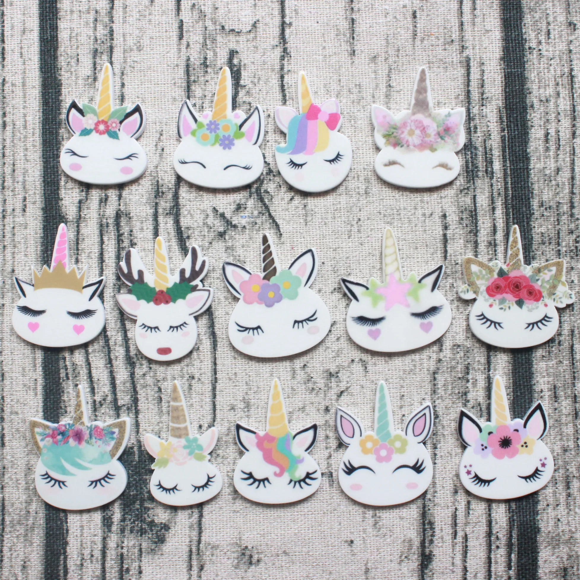 15 шт./лот kawaii плоское украшение из смолы Единорог головка полимерные кабошоны принадлежности