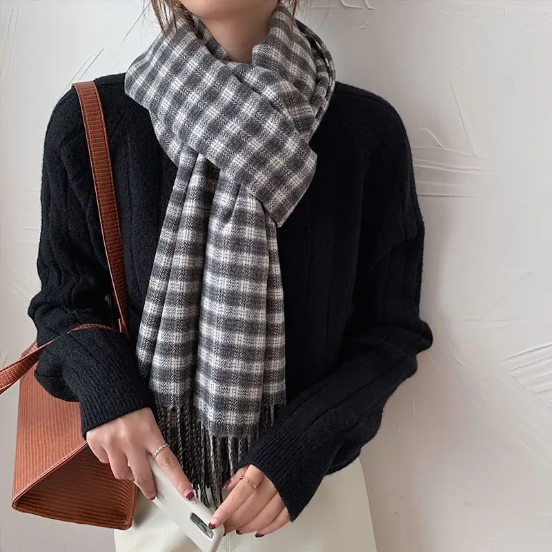 

Двусторонний клетчатый шарф для женщин осень-зима английский универсальные шарфы шаль Теплый мужской шарф нагрудник унисекс глушитель