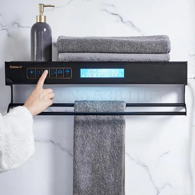 Черная электрическая вешалка для полотенец бытовая сушилка с подогревом ванной