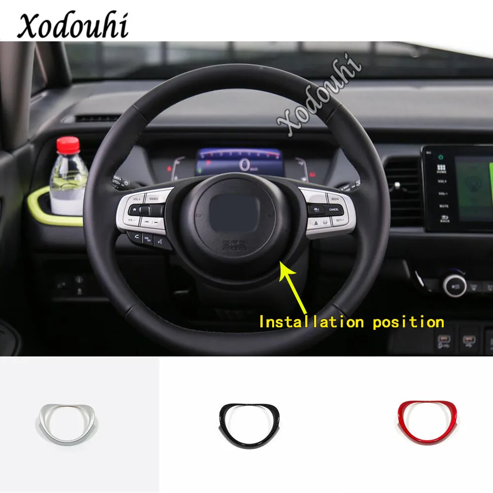 

For Honda Fit Jazz 2020 2021 Car Sticker Styling Cover Detector Steering ABS Interior Kit Trim Frame Parts 1pcs