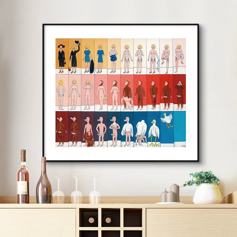 

Nordic Abstract Art Canvas Painting Human Evolution History Striptease Wall Art Poster Print Modern Living Room Home Decor