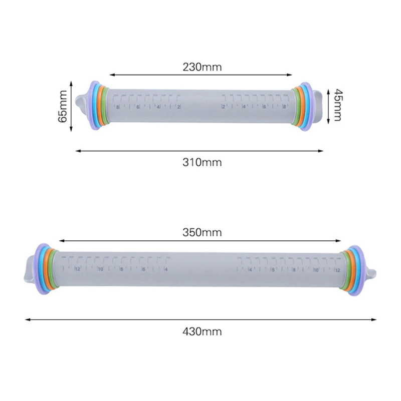 8 дюймов/12 дюймов силиконовый штифт для прокатки муки регулируемая толщина