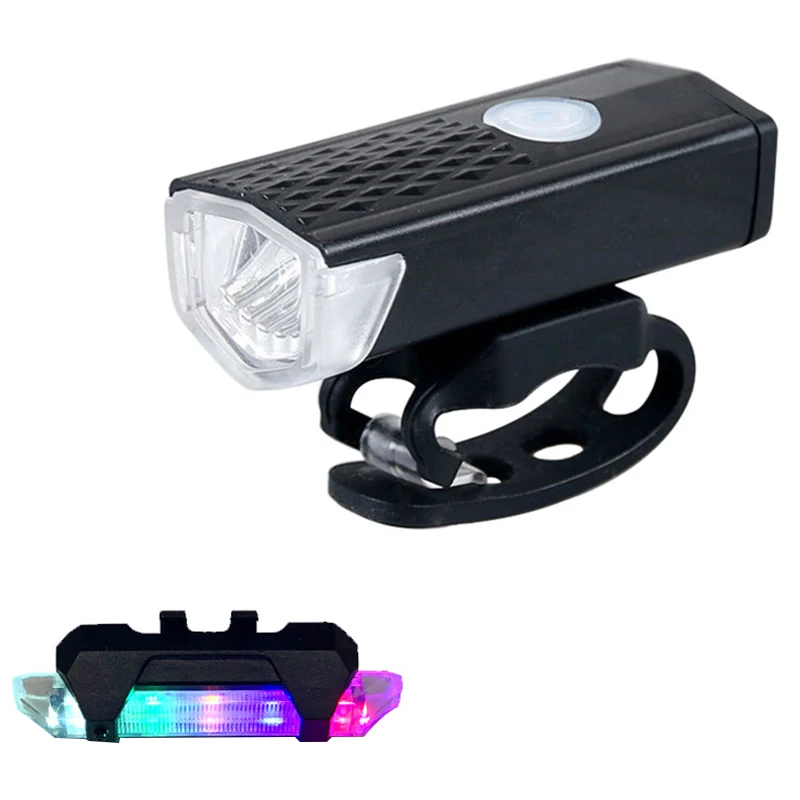 

Bike Light USB Rechargeable 300 Lumens Bicycle Lamp Front Headlight Flashlight & Bicycle taillight Safety Warning Light TSLM1