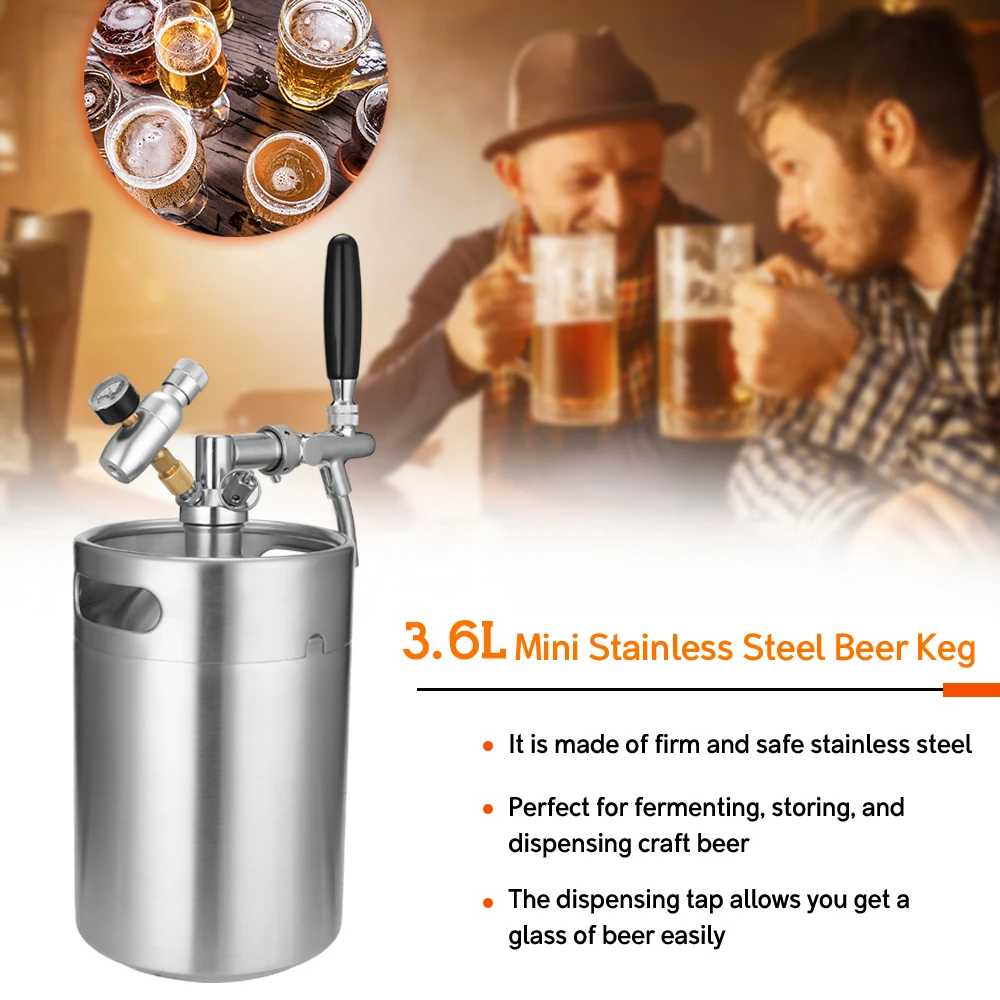Домашнего пивоварения нержавеющая сталь мини бочонок 3.6L 5L розлив пива под