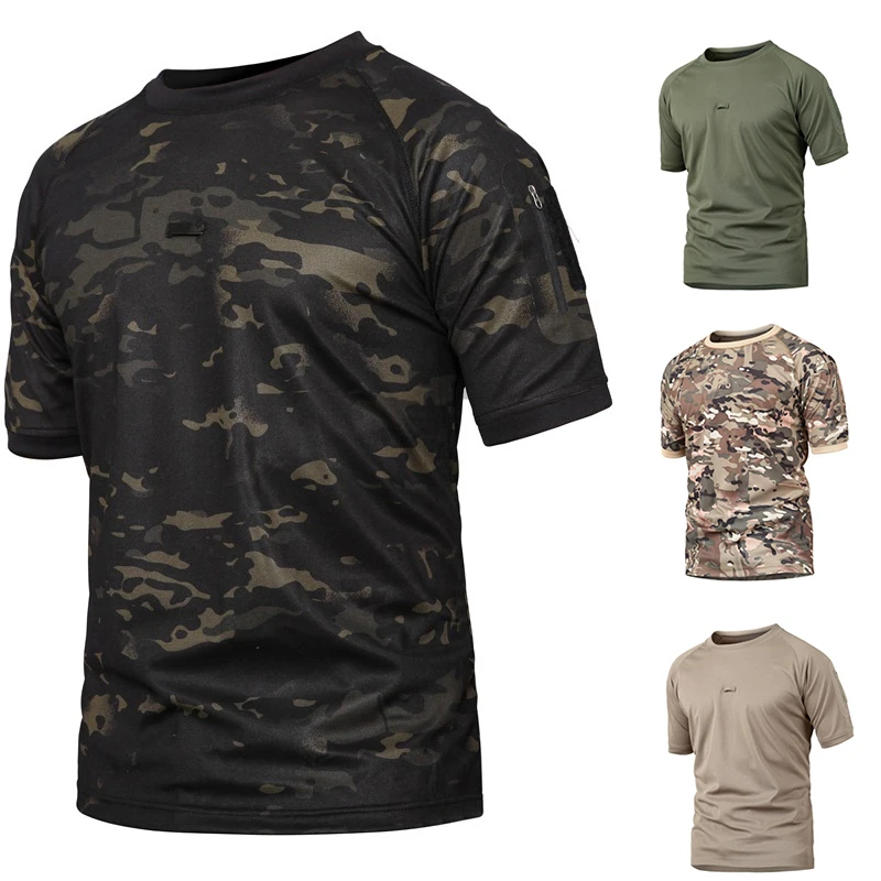 Тактическая футболка Новинка лета 2019 в стиле милитари для охоты быстросохнущая