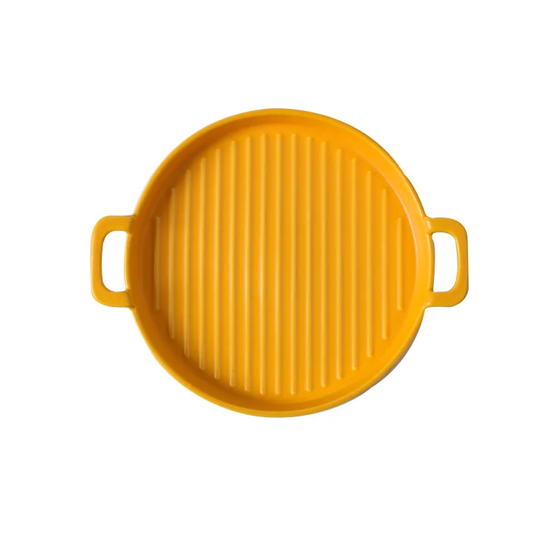 

Creative two-ear ceramic baking tray Nordic home baking plate Western restaurant cake dessert plate tableware