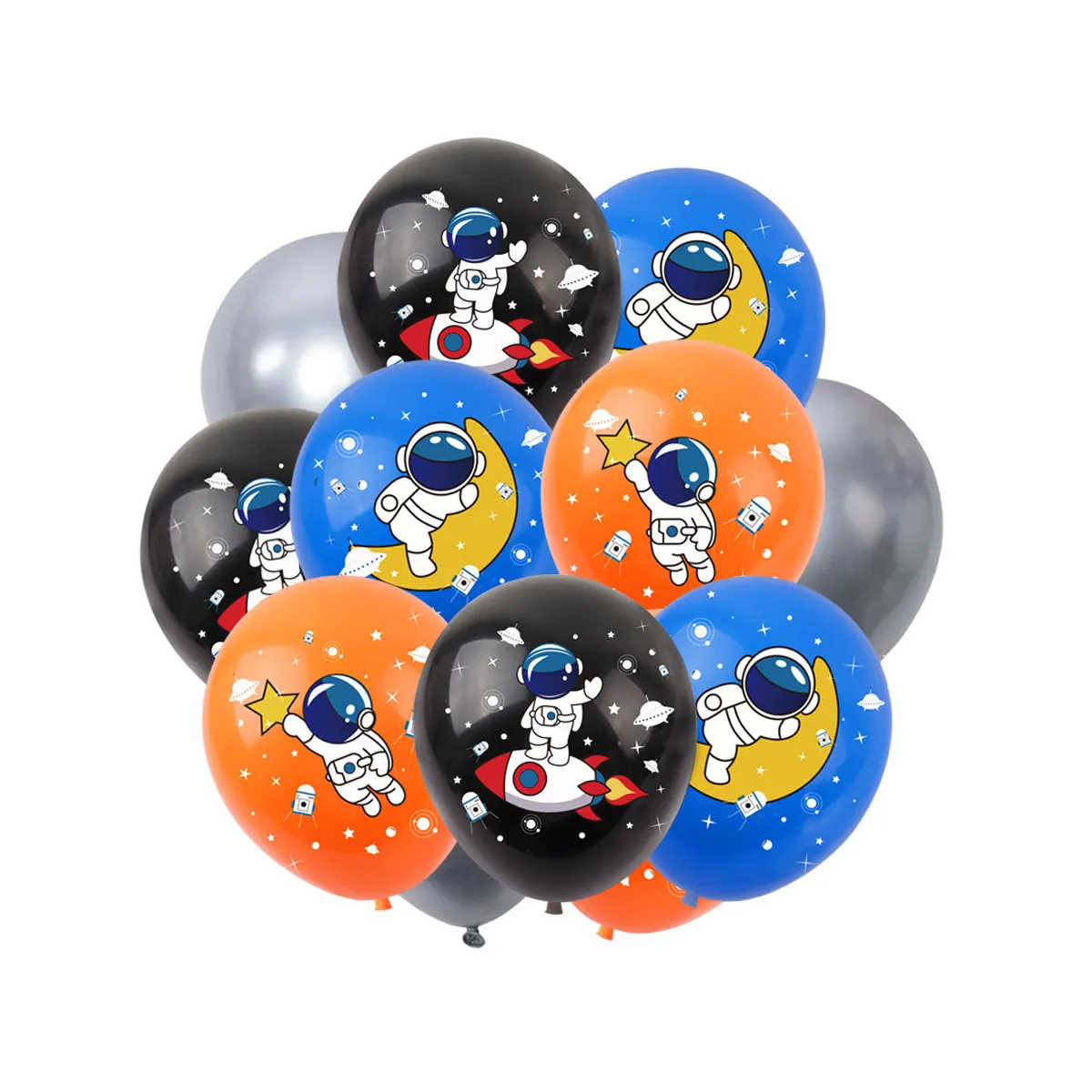 Globos de aluminio de l&aacute;tex para ni&ntilde;os, decoraci&oacute;n de fiesta de cumplea&ntilde;os, vajilla desechable, tema de cohete y galaxia, astronauta del espacio exterior del universo-1