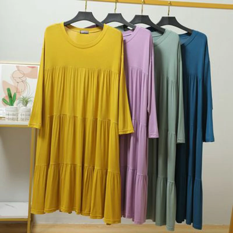 

Office Ladies Long Knit Women Straight Sweater Dress Thick Warm O neck A Line Dresses Fall Winter Pullover Midi Dress oversized