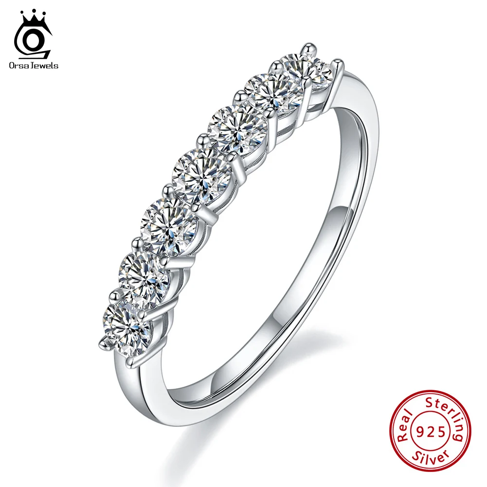 

ORSA JEWELS 0.7Carat DE VVS Moissanite Diamond Eternity Wedding Band Sterling Silver for Women Engagement Rings Jewelry SMR47