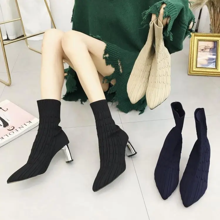 2019 г. Новые брендовые весенне летние женские ботинки обувь до середины икры из