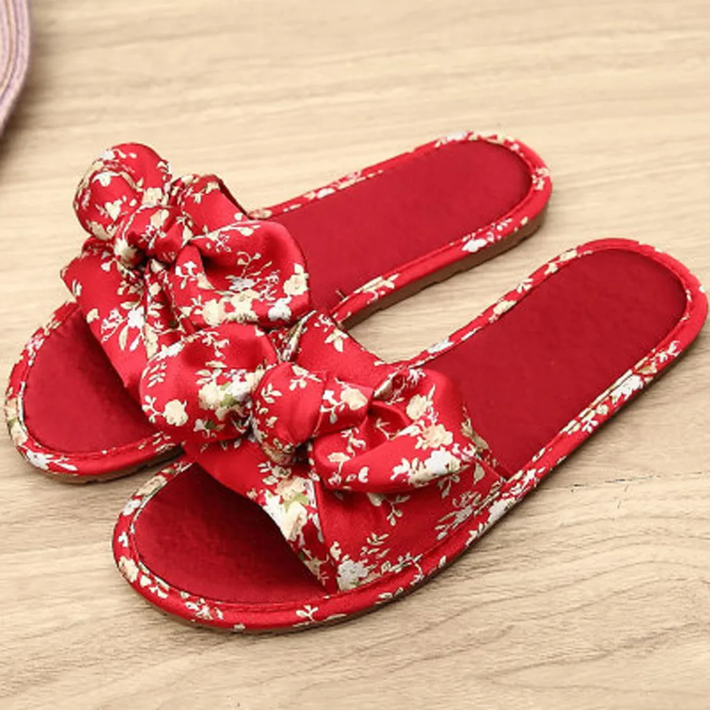 KANCOOLD Women Slippers 2019 New Satin Bow Home Slip Breathable Casual Fashion Simple Flat Indoor | Обувь
