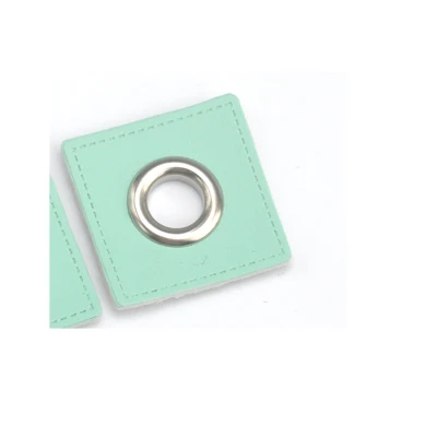 Mint nickle eyelets 30 шт./лот 27 мм квадратный белый/розовый/Мятный ПУ кожа пришить значки патч этикетки+ Внутренний 8 мм Металлические латунные люверсы втулки - Цвет: Mint nickle eyelets