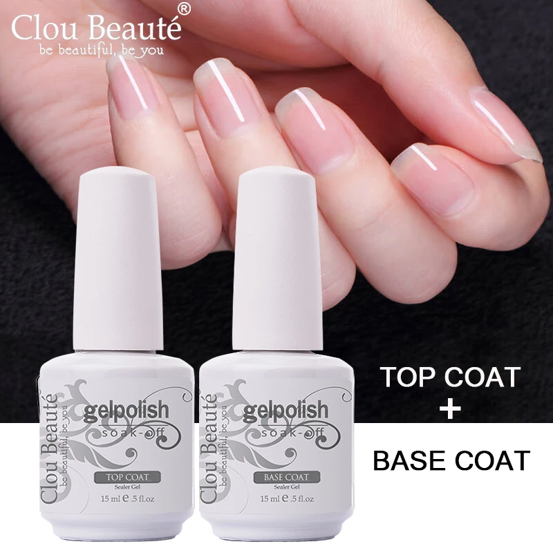 

Clou Beaute Top Base-Coat Primer Nail Gel Polish Set Vernis Semi Permanent Soak Off UV Gel Varnish Lakiery Hybrydowe Nails Art