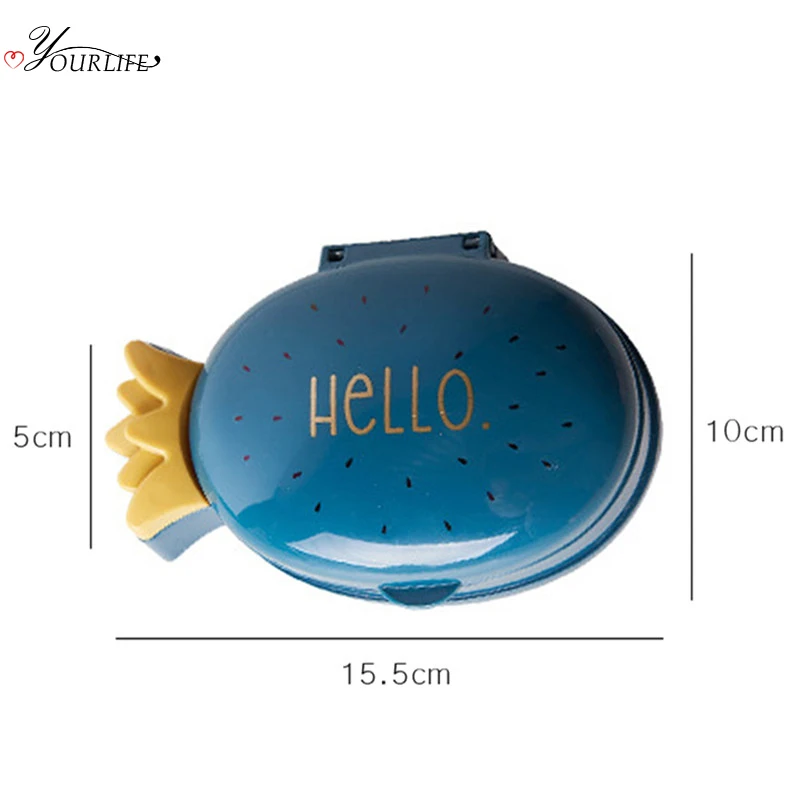 OYOURLIFE портативный мультяшный ананас мыльница с крышкой для ванной