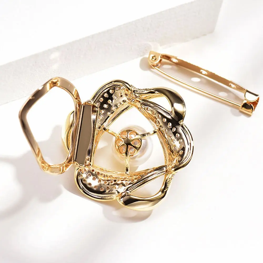 Trendy Vintage Rhinestone Flower Pearl Crystal Scarf Ring Korean Style Brooch Pins Shawl Clip Women Buckle | Украшения и