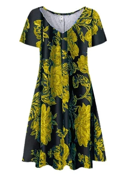 

Vintage Dress Plus Size 2020 Summer Dress Gothic Women Clothes 2018 Sexy Girls Clothes Elegant Women Print Knee-Length