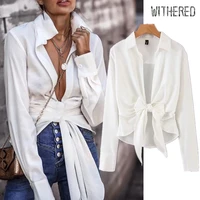 jennydave white shirt women ins fashion blogger autumn sashes bow sexy blusas mujer de moda shirt womens tops and tshirt