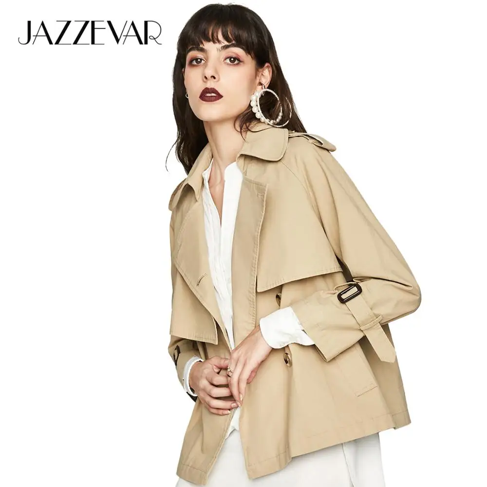 JAZZEVAR осенняя куртка модная повседневная женская двубортная куртка из хлопка с эффектом потертости; Короткая свободная одежда; верхняя одежда высокого качества YA7011
