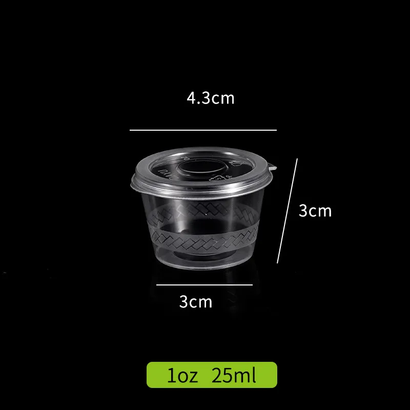cup and lid 100 шт высококачественная прозрачная одноразовая соусница varies желе маленький пластиковый стаканчик с крышкой на вынос - Цвет: cup and lid