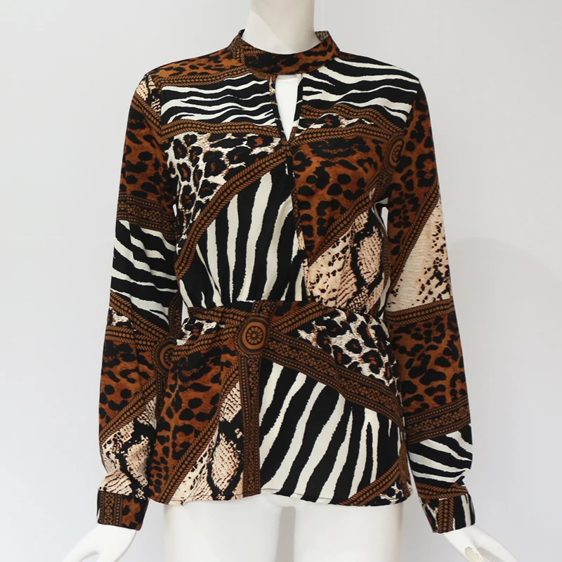 

Animal Print Blouse Shirt Women Casual Leopard Chiffon Blouse Cut Out V-Neck Blouses Loose Ladies Tops Blusas Mujer De Moda 2019