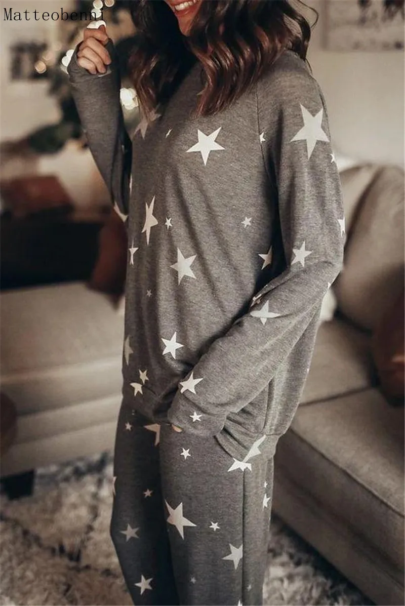 Розовая свободная одежда для отдыха с принтом повседневные комплекты из 2