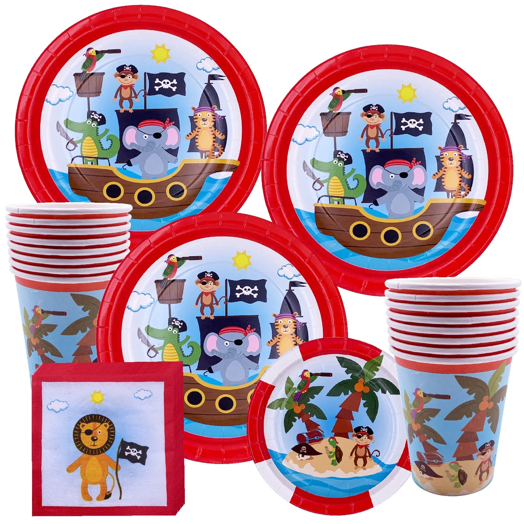 

Safari Zoo Pirate Theme Party Decoration Disposable Tableware Paper Cups Plates Napkins Baby Shower Kids Birthday Party Supplies