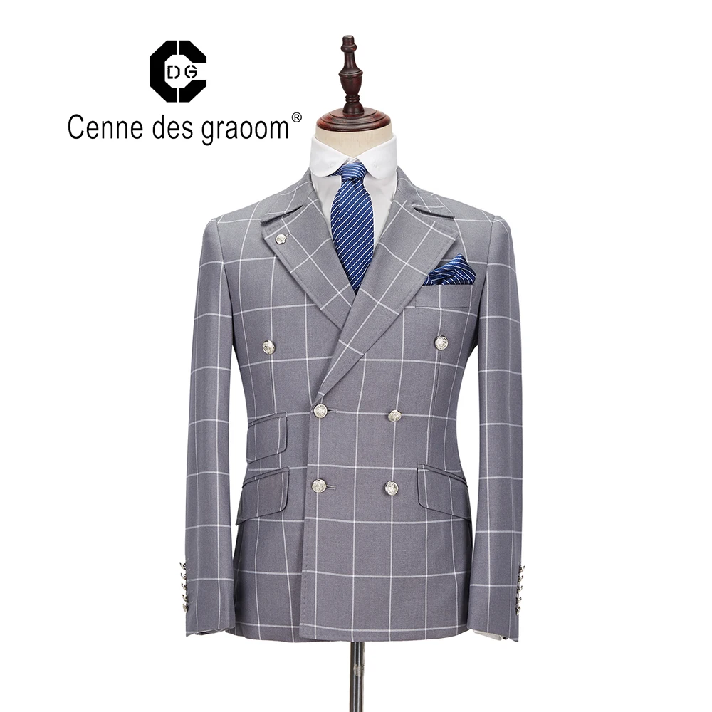 Cenne Des Graoom новый мужской костюм в клетку двубортное пальто Двойка мышь имеет шесть