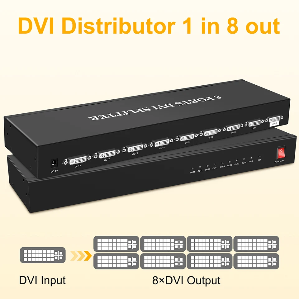 Разветвитель DVI 1x8 8 портов распределение 1 вход выход поддержка нескольких