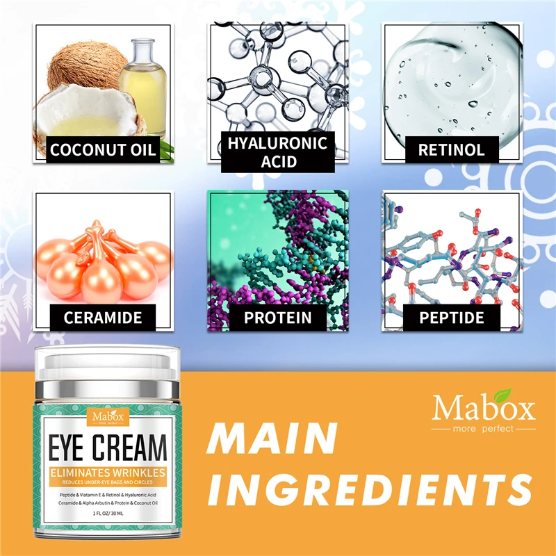 

Mabox EYE CREAM ELIMINATES WRINKLES Reduces Under-eye Bags Circles Remove Dark Circles Fine Line