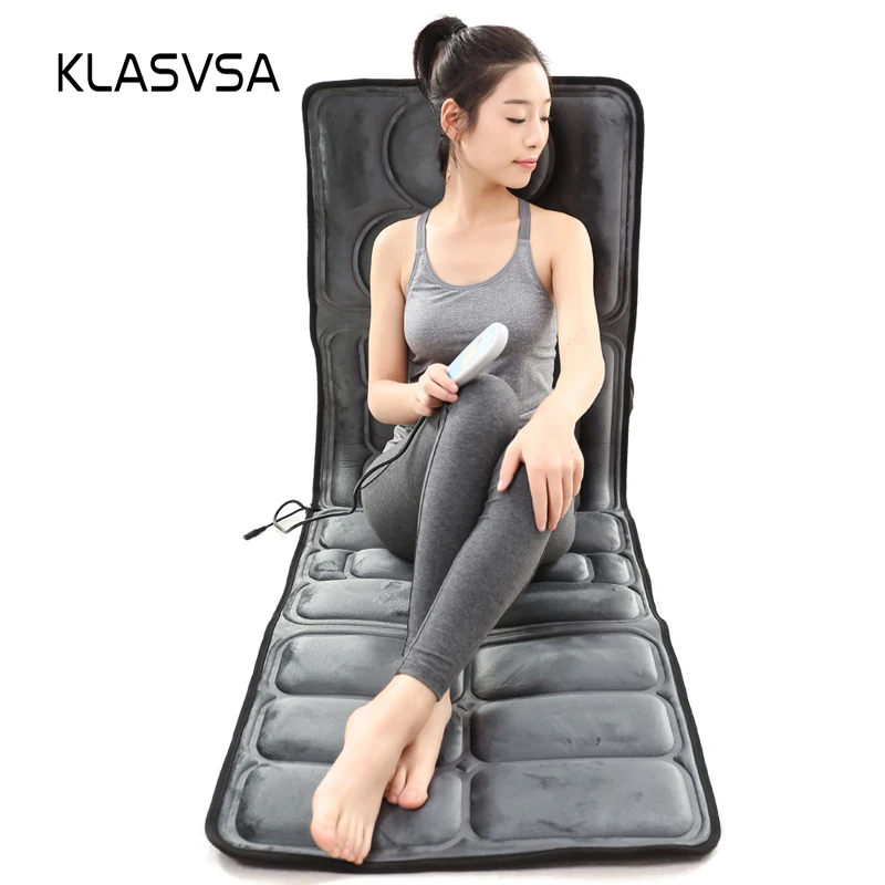 KLASVSA Electric Vibrator Heating Back Neck Massager Mattress Waist Cushion Mat Home Office Relax Bed Pain Relief Health Care