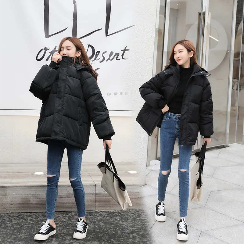 

New Winter Jacket Women Thick Outerwear Loose Cotton Padded Female Jackets Fashion Hooded Parka Women Jacket Coat Mujer