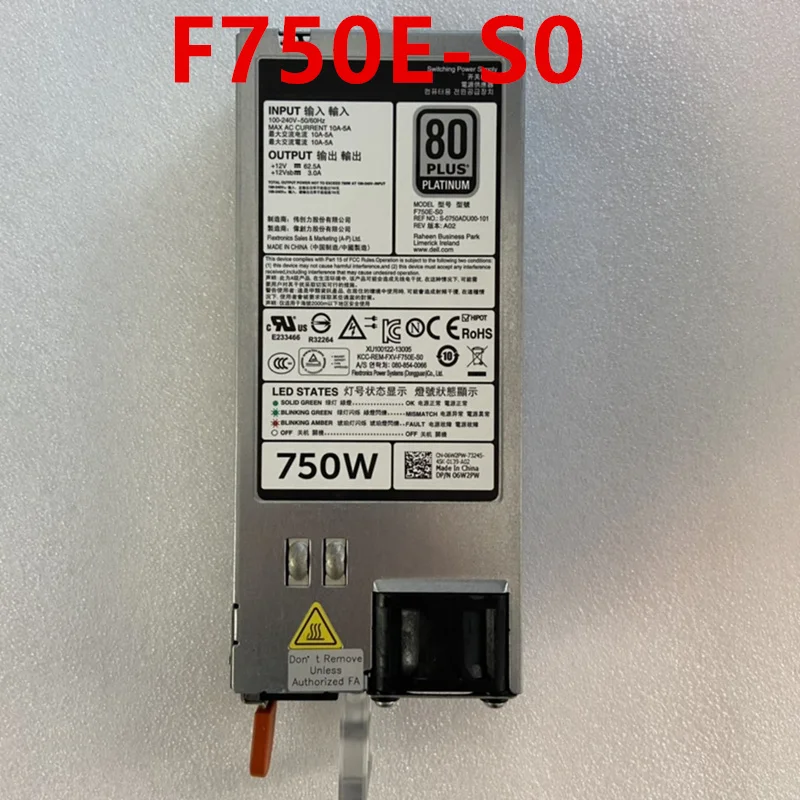 Оригинальный новый блок питания для Dell R720 R620 R520 T620 750 Вт, импульсный источник питания F750E-S0 06W2PW 6W2PW