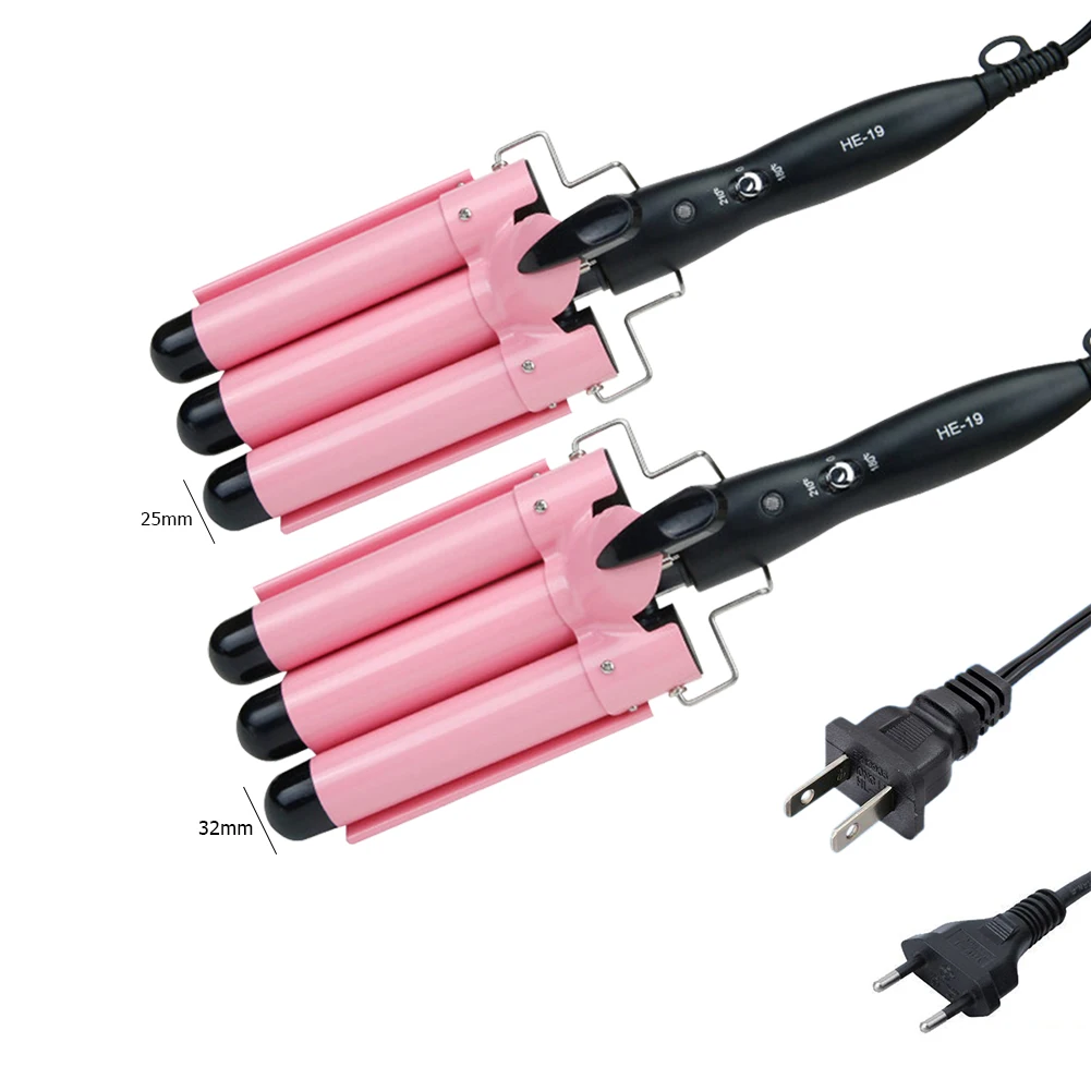 

Three Tube Curling Triple Barrel Wave Water Ripple Rolls Electric Hair Curler US Fast Heating Corrugated Hair Straightener