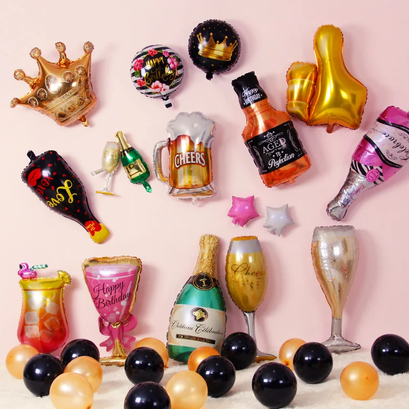 1 шт дня рождения свадьбы годовщины вечерние гелия Фольга бокал для шампанского