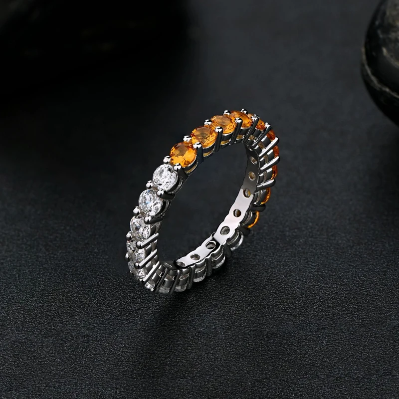 

925 Sterling Silver Full Sparkling High Carbon Diamond Rings For Women Yellow Blue Green Zircon Party Fine Jewelry